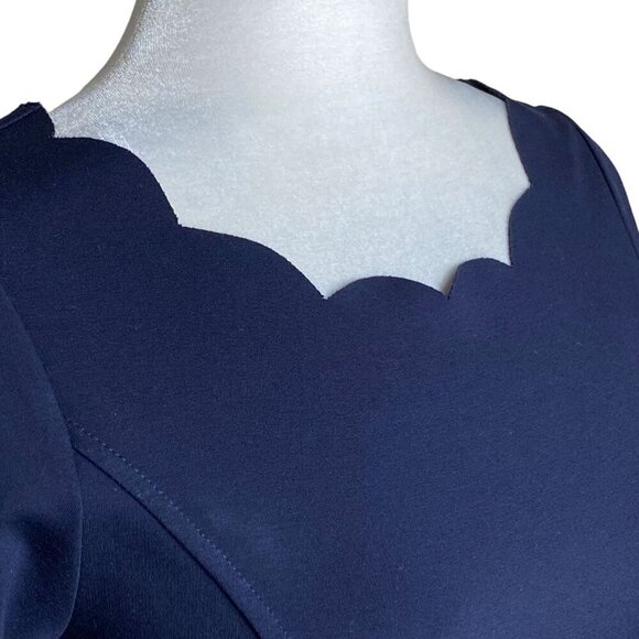 Lulus NWT Tip the Scallops Navy Blue Scalloped Skater Dress Cocktail Womens Sz S - Picture 7 of 14
